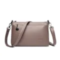 Sac à bandoulière élégant en cuir souple unie pour femmes mûres style décontracté neuf - Kaki