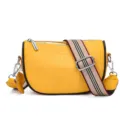 Borsa a tracolla in pelle gialla da donna, design elegante con ampia tracolla, chic. - Giallo