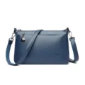 2025 Nouveau Sac à Main Femme Cuir Souple Bandoulière Couleur Unie Élégant Sac de Mode Chic - Bleu