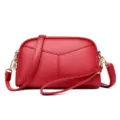 Red PU leather women crossbody shoulder bag stylish solid color clutch purse for daily use - Red