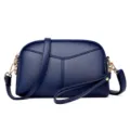 Women PU Leather Crossbody Bag Navy Blue Casual Shoulder Handbag Simple Daily Purse - Blue