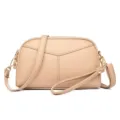 Solid color PU leather women shoulder messenger bag with wrist strap, elegant daily purse. - Khaki