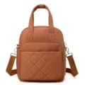 Eleganter Nylon Rucksack für Damen, vielseitige Umhängetasche mit gesteppter Tasche. - Orange