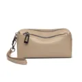 Genuine leather wristlet pouch khaki multi-zipper phone coin clutch bag for daily use - Khaki