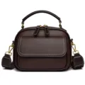Minimalist fashion women's brown shoulder bag, textured multi-layer handbag and crossbody design. - Brown