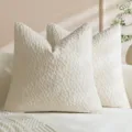 Textured chenille throw pillow cover, soft solid color cushion cover interior detail view - 45*45cm (Pillowcase Only) / White