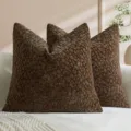 Thickened plum blossom chenille throw pillow cover soft textured cushion case home decor - Chocolate