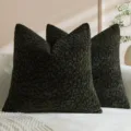 Dark green textured chenille throw pillow cover, soft plum blossom pattern sofa cushion. - 45*45cm (Pillowcase Only) / Black