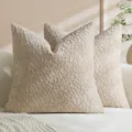 Textured chenille throw pillow cover detail shot, soft plum blossom pattern cushion case. - 45*45cm (Pillowcase Only) / Champagne