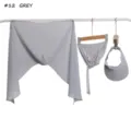 Vista dettagliata del set da tre pezzi in chiffon grigio con cappuccio e visiera parasole. - 180cm / Grigio