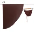 Detail van lange chiffon sjaal en modal muts in bruin, effenkleurige 2-delige set. - Maat 8