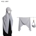 Solid color chiffon sun protection hat hood and matching empty top hat two-piece set. - #12 Grey