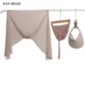 Set di 3 pezzi hijab in chiffon tinta unita cappello protezione solare visiera beige - 180cm / Beige