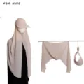 Solid color chiffon sun visor cap with detachable face veil and scarf set for women UV protection. - #14 Nude