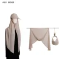 Solid color sun protection chiffon hat hood and empty top hat two-piece set in beige - #23 Beige