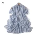 Solid color silver silk chiffon scarf light breathable long shawl versatile elegant neck wrap - Sea Salt Blue