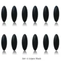 Detailansicht von 12 Stück schwarzen ovalen Magneten, glattes mattes Oberflächendesign. - 1 Set Schwarz