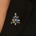 Broche arbre de noël strass cristal festif revers de costume bijoux étincelants accessoire - Sapin de Noël avec Strass (S396)