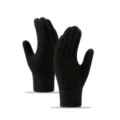 Klassische schwarze Winter-Strick-Touchscreen-Handschuhe, warme Thermo-Fahrradhandschuhe. - Einheitsgröße / Schwarz (Ohne Logo)