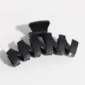 Pinza de pelo geométrica negra mate para mujer, pinza de tiburón grande para cabello grueso. - Clip en Forma de W / Negro