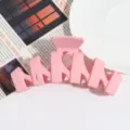 Pinza de pelo geométrica mate rosa para mujeres, gran pinza de tiburón para cabello grueso. - Clip en Forma de W / Rosa