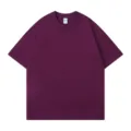 Classic heavyweight solid purple cotton short sleeve t-shirt for men daily wear. - Grape Purple