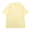 Light yellow drop-shoulder men's short-sleeve pure cotton T-shirt, comfortable casual basic tee. - Fresh Yellow