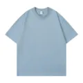 Men's heavy cotton solid color drop shoulder short sleeve t-shirt casual summer top - Blue