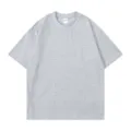 Men's heavy grey cotton dropped shoulder short sleeve t-shirt, casual solid color summer top. - Marl Grey