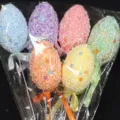 Easter egg branch picks 4x6cm decorative colored eggs for kids holiday party decor - Decal Style (Pack of 6)