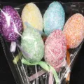Colorful glitter Easter egg picks decorative sticks for spring holiday party gift 6pcs - Speckled Style (Pack of 6)