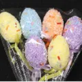 OsterEi Zweig Deko 4x6cm bunten Ostereier fuer Kinder Feiertag Geschenk Party Dekoration. - Längsstreifen-Stil (6er-Pack)