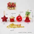 Set de decoración de árbol de Navidad DIY adornos rojos con estrellas y bolas. - Paquete de Decoración Navideña 02