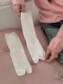 White split-toe cotton socks, Korean style breathable casual socks, soft daily wear. - One Size / Plain Style