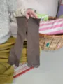 Brown split-toe socks for women, solid color ribbed knit tabi socks with rolled edge comfortable. - One Size / Coffee