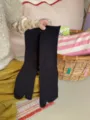 Women's black split-toe socks solid color cozy mid-tube tabi socks casual breathable daily wear. - One Size / Black