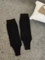 Women striped stirrup socks casual autumn winter comfortable elastic footless tights - One Size / Black