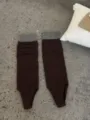 Brown striped stirrup socks women autumn winter breathable comfortable color block slouchy socks - One Size / Dark Coffee
