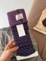 Korean ins contrast color stirrup leg warmers retro striped polka dot layered socks - One Size / Blue and Purple
