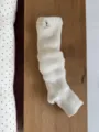 IOULOR white knitted wool slouch socks, cozy winter leg warmers with branded tag detail. - One Size / Cream White