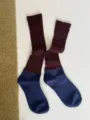 Chaussettes slouch côtelées bicolores pour femmes automne hiver rétro décontractées respirantes - Taille unique / Brun Chaud
