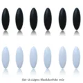 Matte schwarz weisse Kunststoff Sicherheitsnadeln 12er Set, einfache Schal und Kopftuch Clips. - Set 2: Schwarz & Weiß
