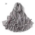 Einfarbiger Chiffon langer Schal elegantes graues Tuch leicht atmungsaktiver Hijab Damen - 3#