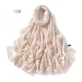 Einfarbiges Perlen-Chiffon-Langtuch, leicht, atmungsaktiv, fließend, Damen Hijab Schal Detailansicht - 10#