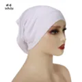 Bonnet hijab en coton blanc sous-foulard respirant turban extensible pour femme quotidien - Taille unique / Blanc