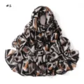 Geometric contrast color print long scarf, soft textured fabric detail view showcasing trendy style. - Pattern #1