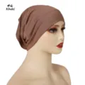 Zachte ademende effen gemerceriseerde katoenen ondercap brede rand stretch hijab - Eén maat / Khaki