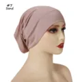 Zachte ademende effen kleur stretch turban muts voor dames in een mooie zandkleur - Eén maat / Zandkleur