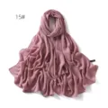 Einfarbig Chiffon Hijab Schal für Damen, weicher drapierter langer Schal, atmungsaktiv. - 15#