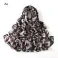 Detail view of the geometric color block scarf, soft slub cotton shawl, abstract print. - Style #6